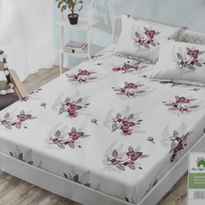 Huse de pat dublu (160 x 200), Alb/ Lila...