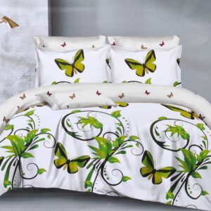 Lenjerie de pat dublu, 6 piese, Fluturas...
