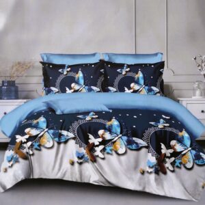 Lenjerie de pat dublu, 6 piese, Fluturas...