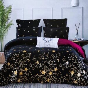 Lenjerie de pat dublu Luxury, Negru- ste...